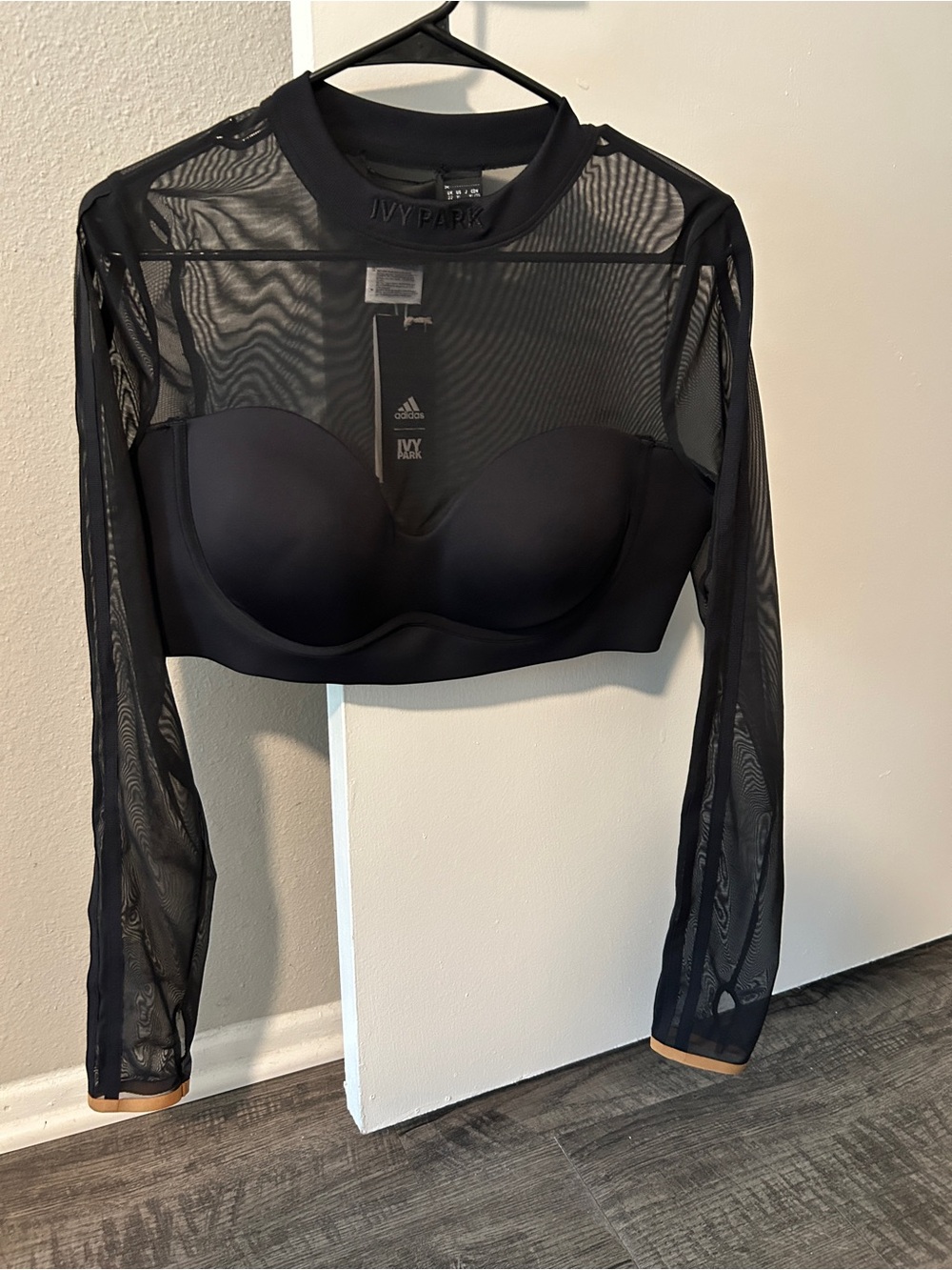 IVY PARK Black Mesh Long Sleeve Crop Top - Picture 4 of 7